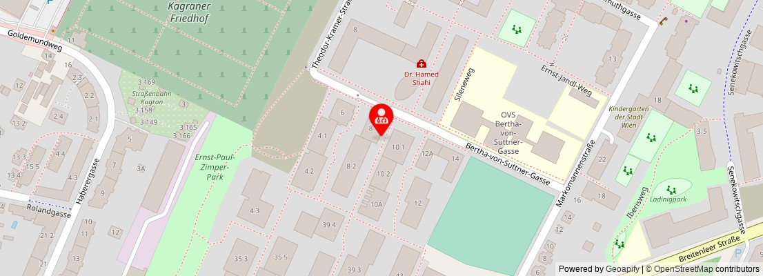 Street map section around the address