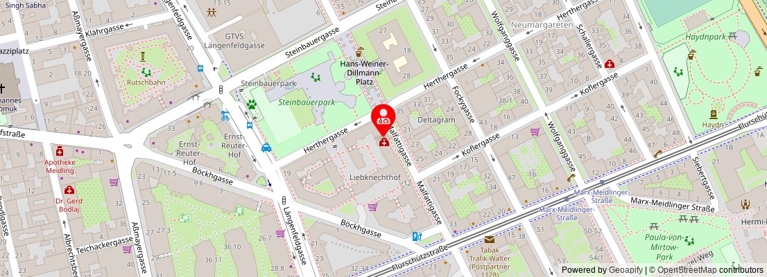 Street map section around the address