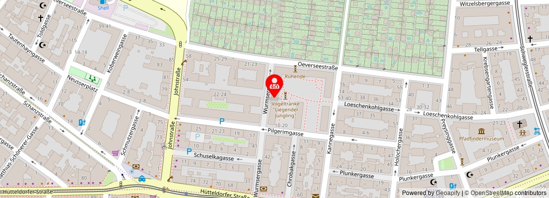 Street map section around the address