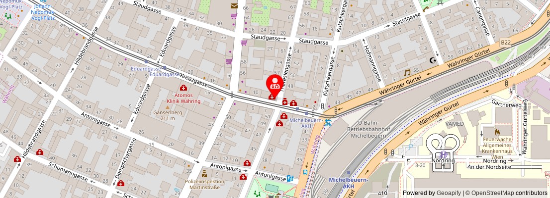 Street map section around the address