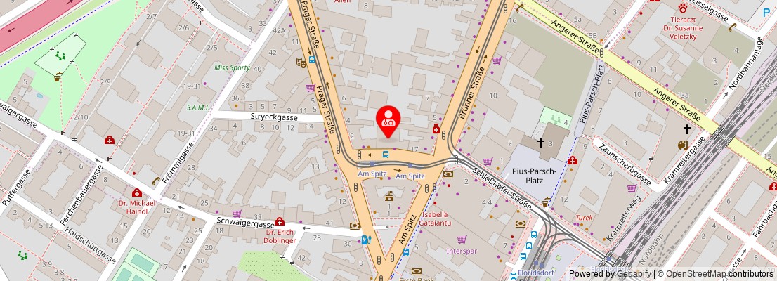 Street map section around the address