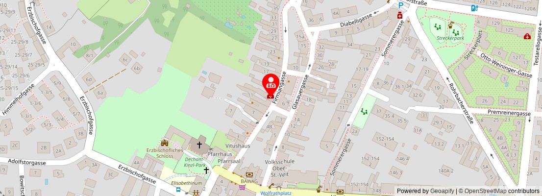 Street map section around the address