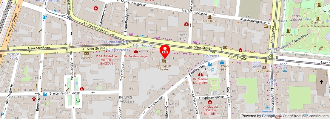 Street map section around the address