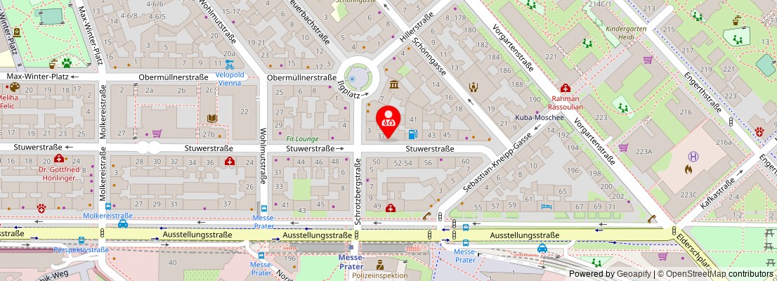 Street map section around the address