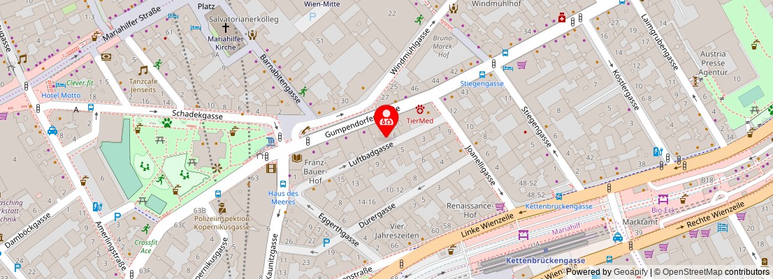 Street map section around the address