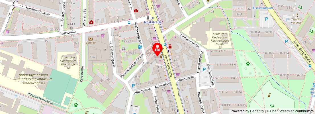 Street map section around the address