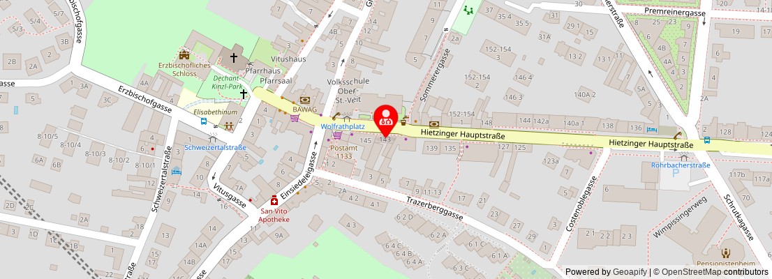 Street map section around the address