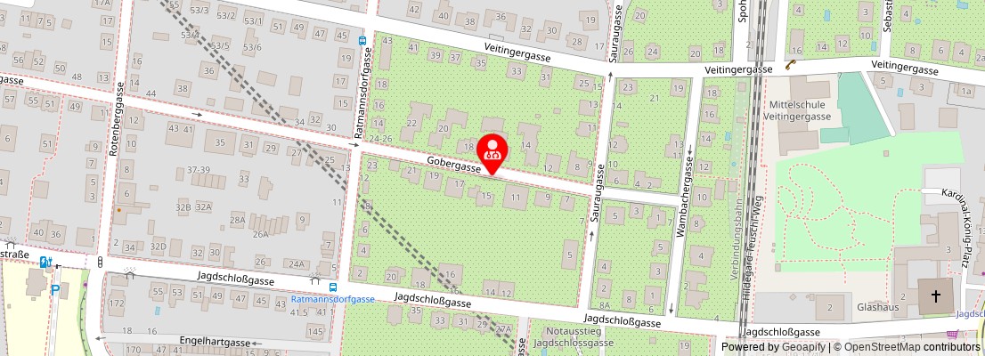 Street map section around the address