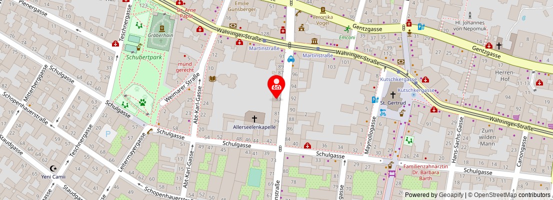 Street map section around the address