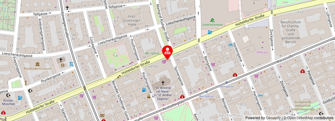 Street map section around the address