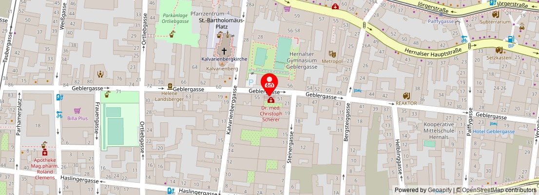 Street map section around the address