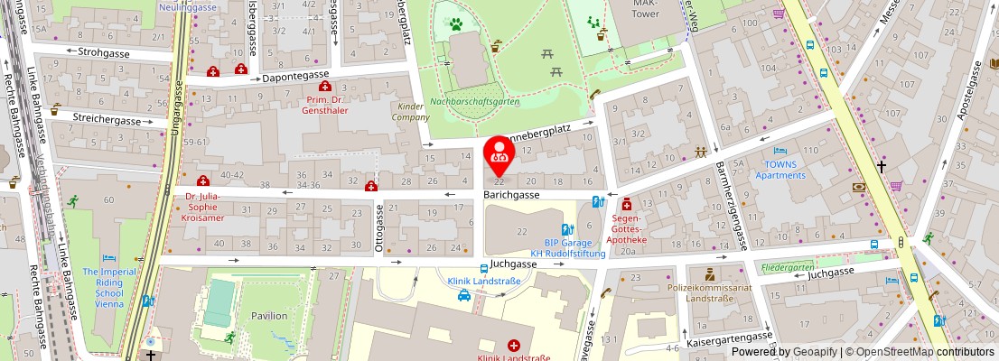 Street map section around the address