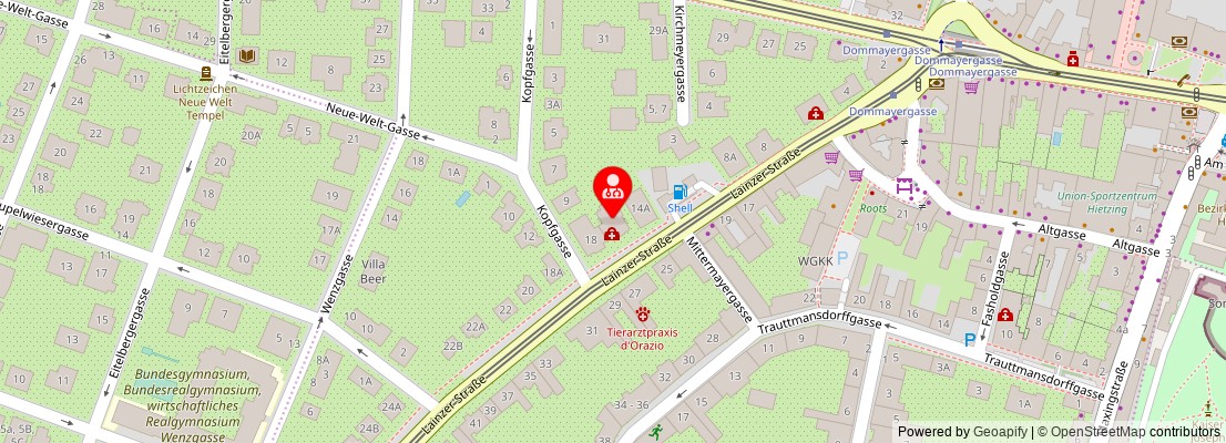 Street map section around the address