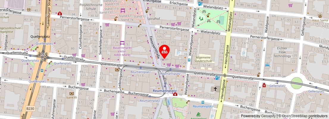 Street map section around the address