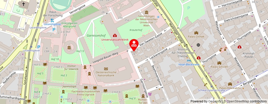 Street map section around the address