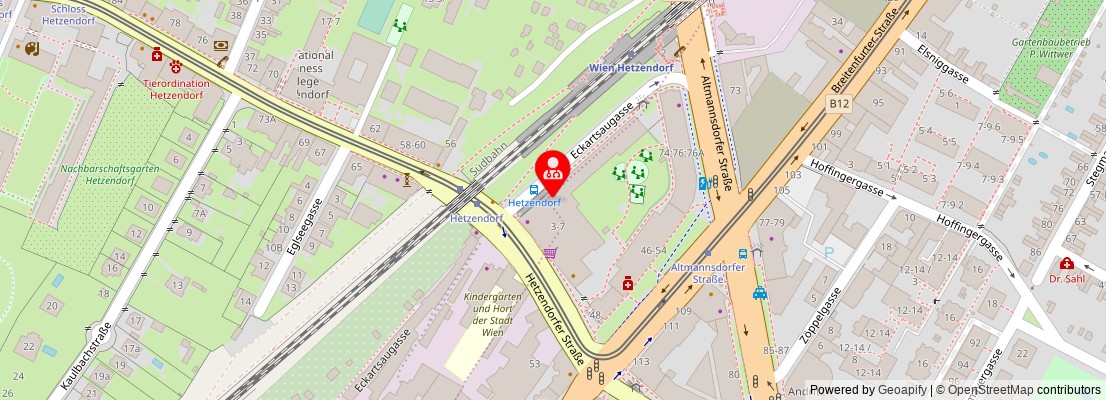 Street map section around the address