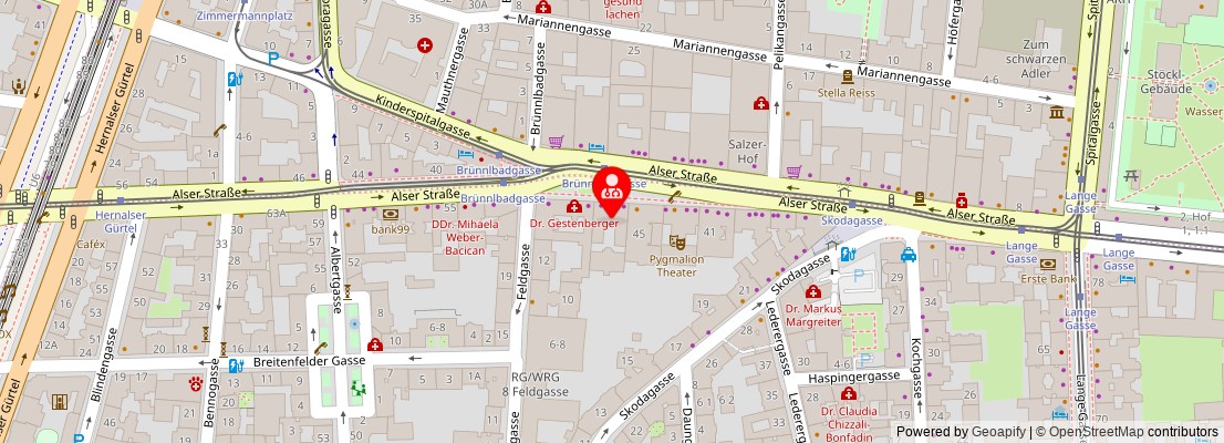 Street map section around the address