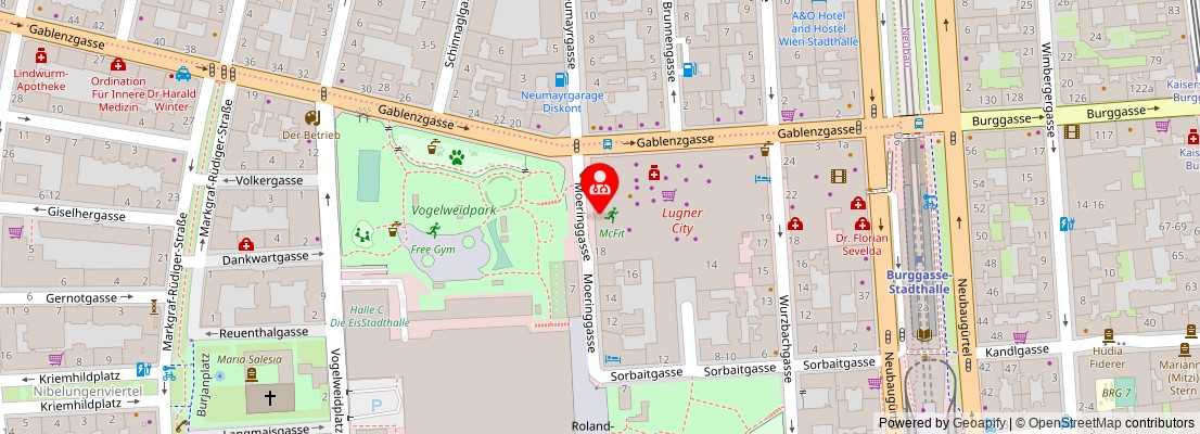 Street map section around the address