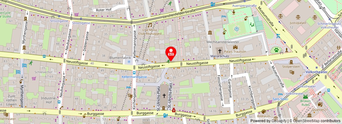 Street map section around the address