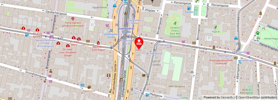 Street map section around the address