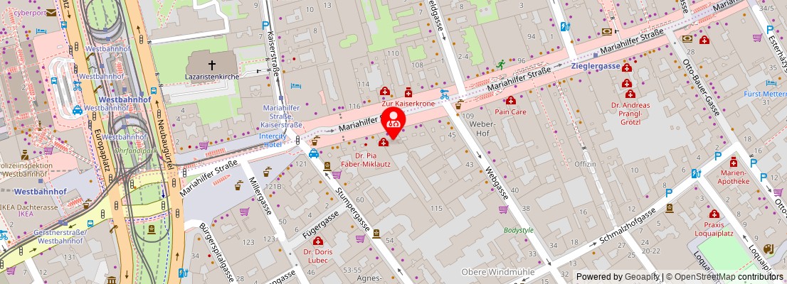 Street map section around the address