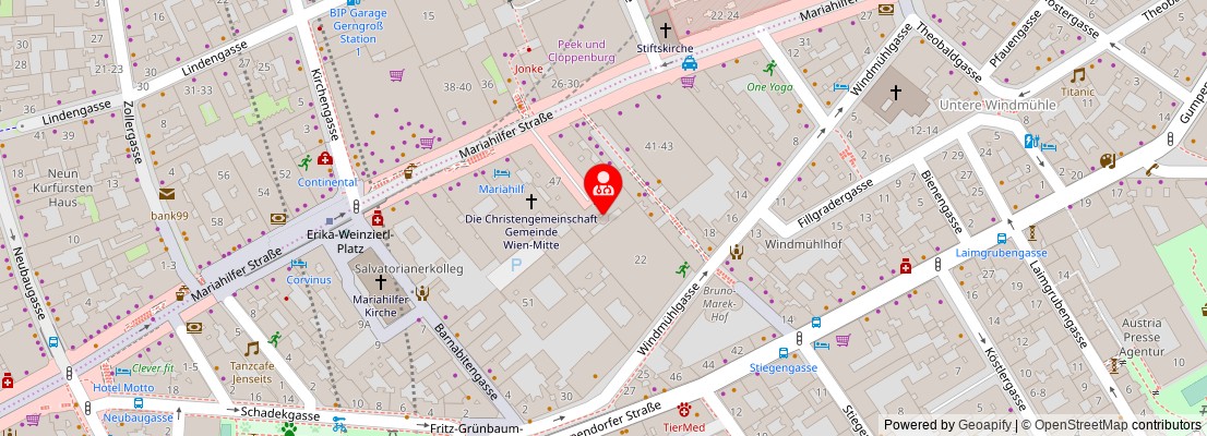 Street map section around the address