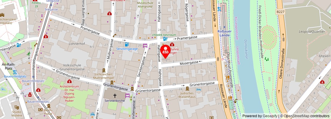 Street map section around the address
