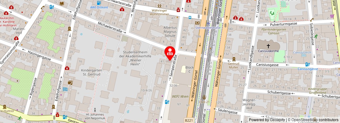 Street map section around the address