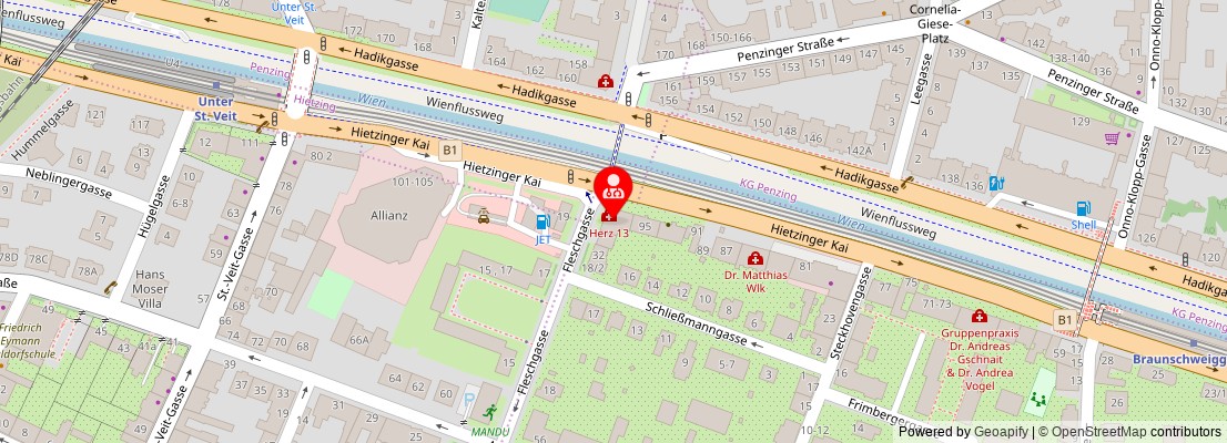 Street map section around the address