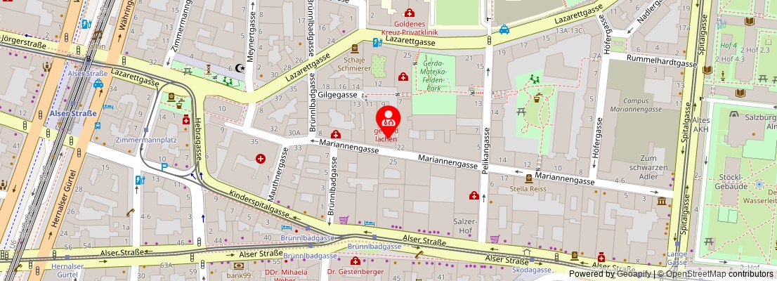 Street map section around the address