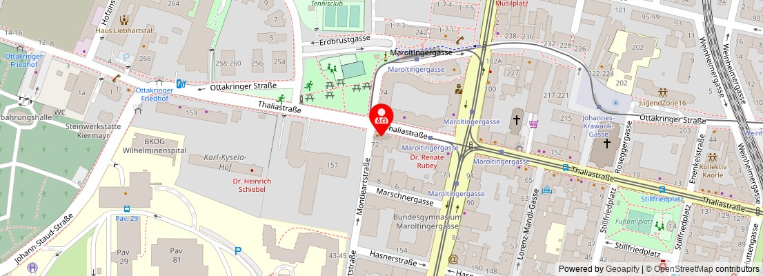 Street map section around the address