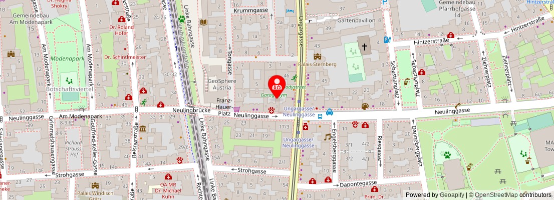 Street map section around the address
