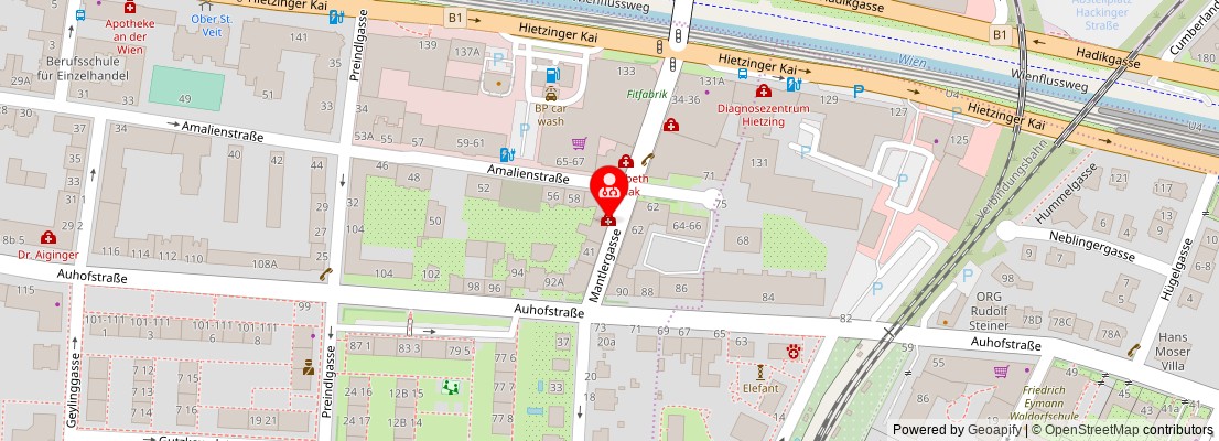 Street map section around the address