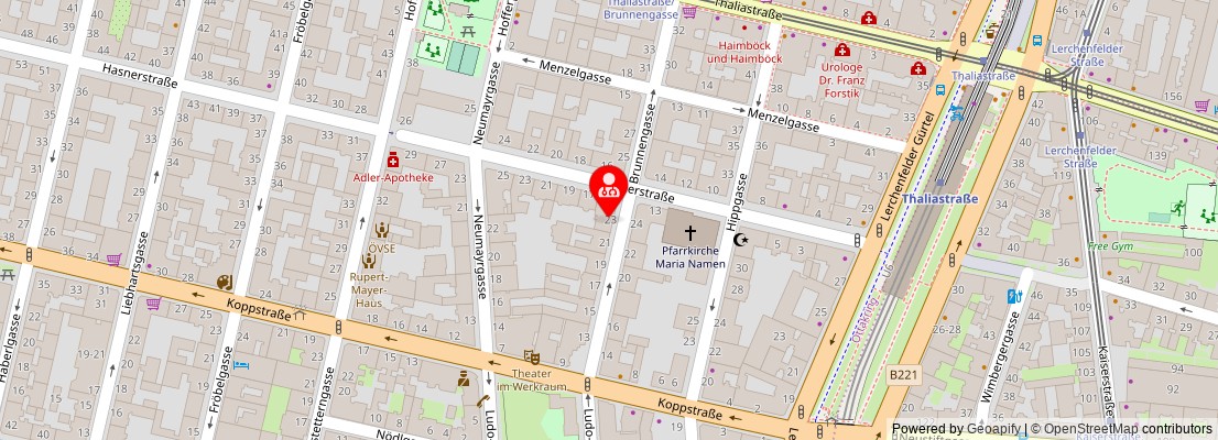 Street map section around the address