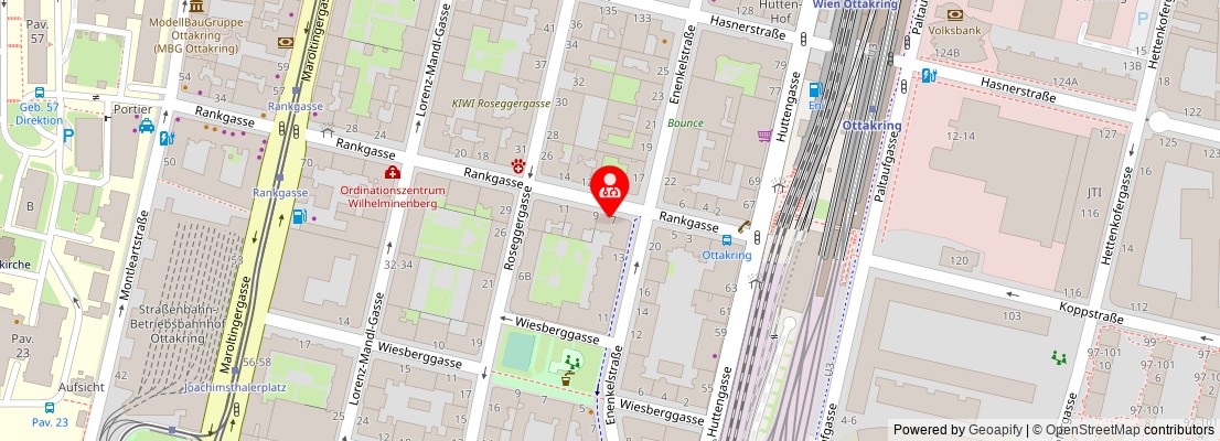 Street map section around the address