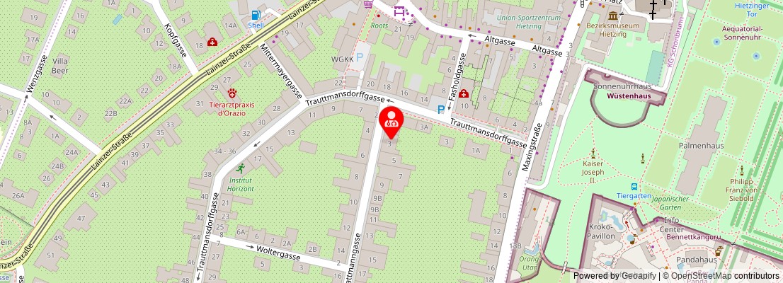 Street map section around the address