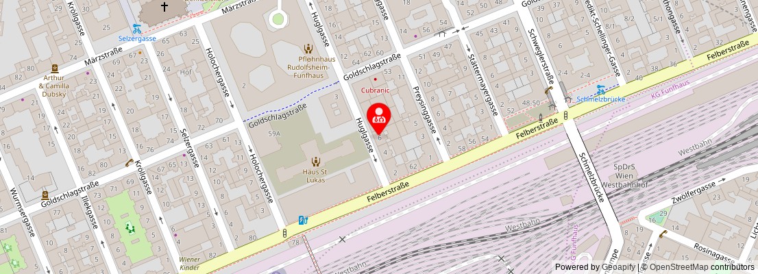 Street map section around the address
