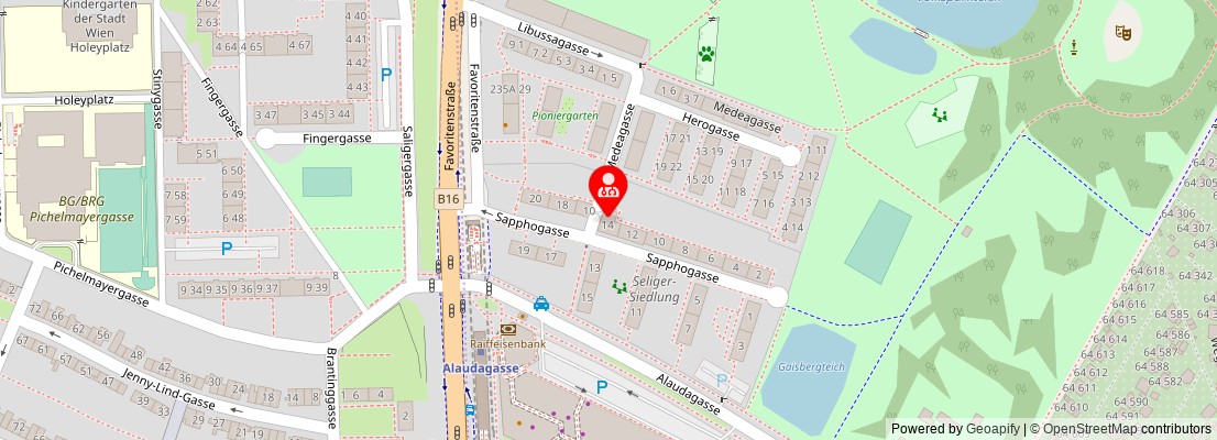 Street map section around the address
