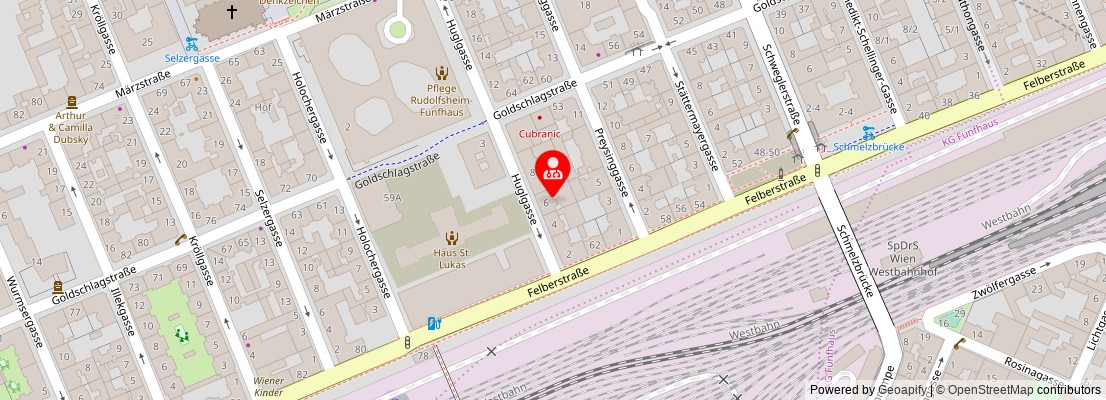 Street map section around the address