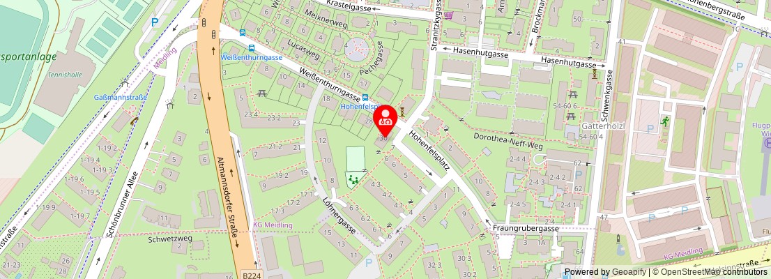 Street map section around the address