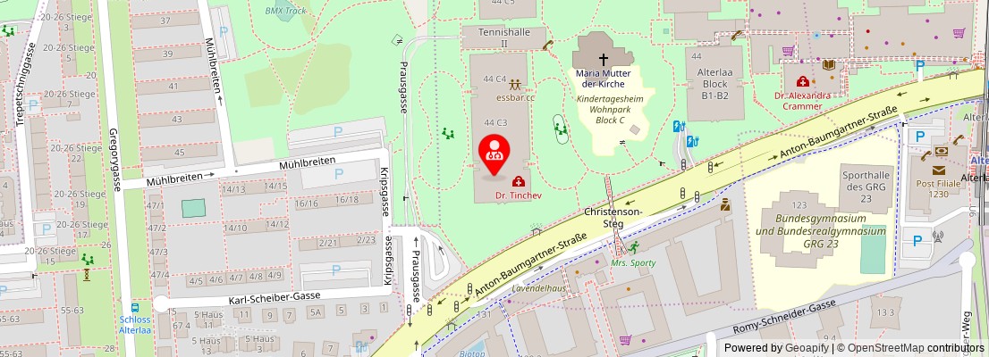 Street map section around the address