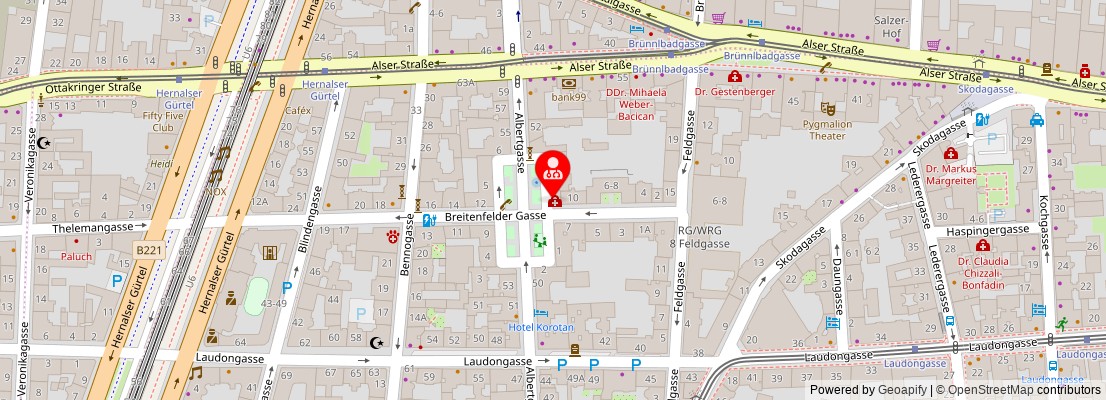 Street map section around the address