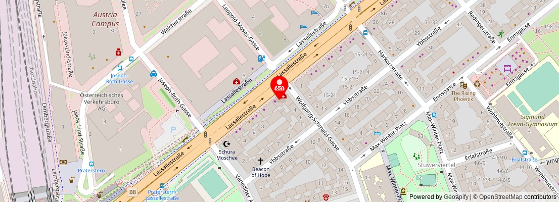 Street map section around the address