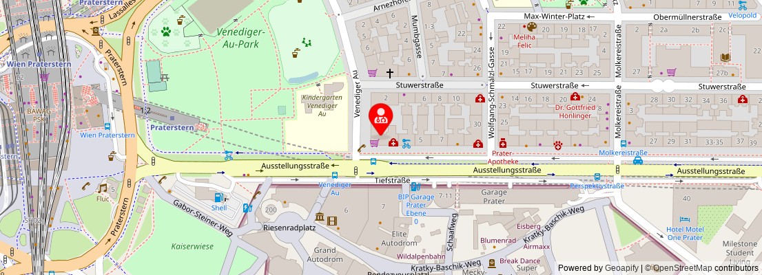 Street map section around the address