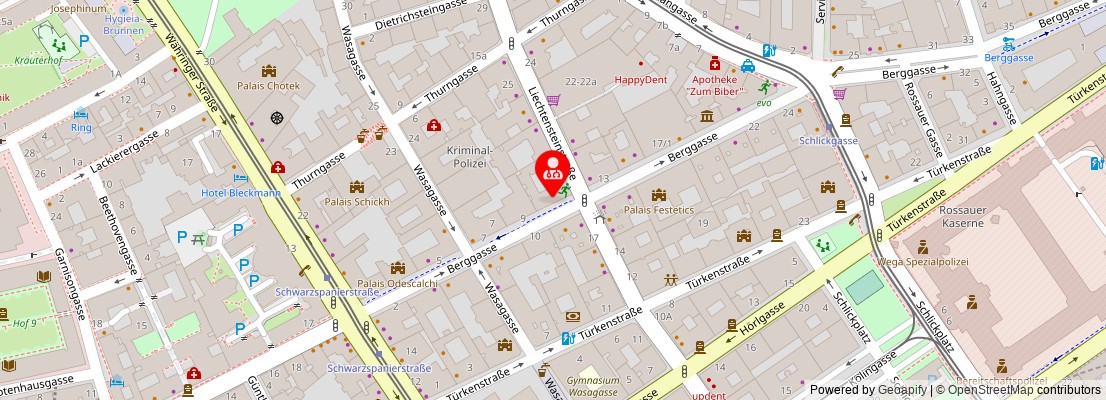 Street map section around the address
