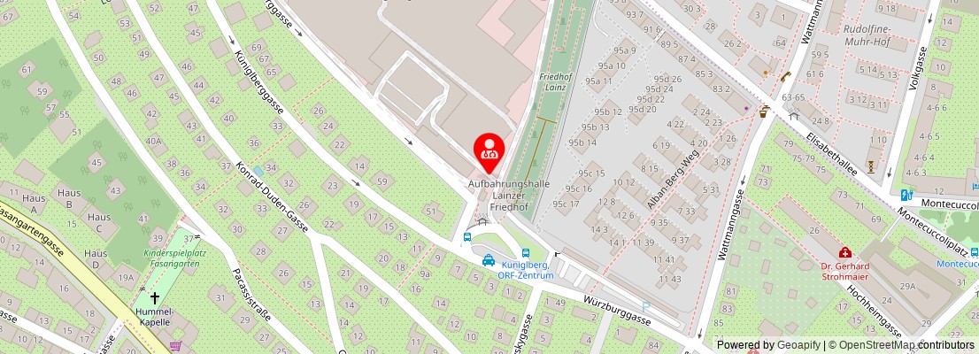 Street map section around the address
