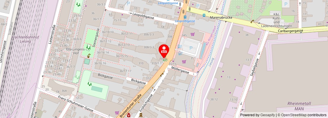 Street map section around the address