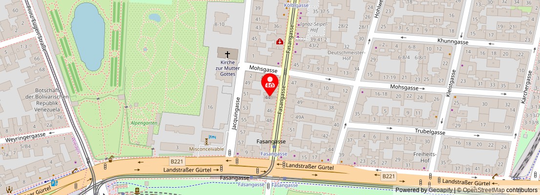 Street map section around the address
