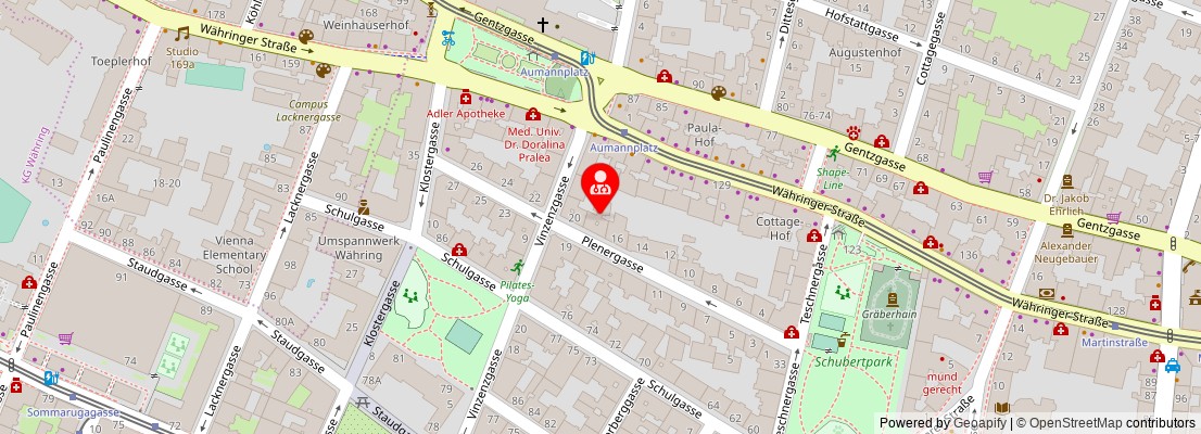 Street map section around the address