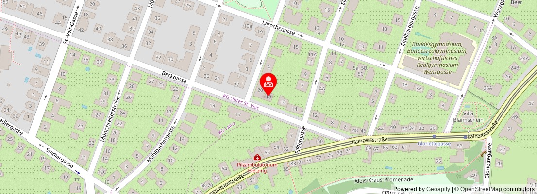 Street map section around the address